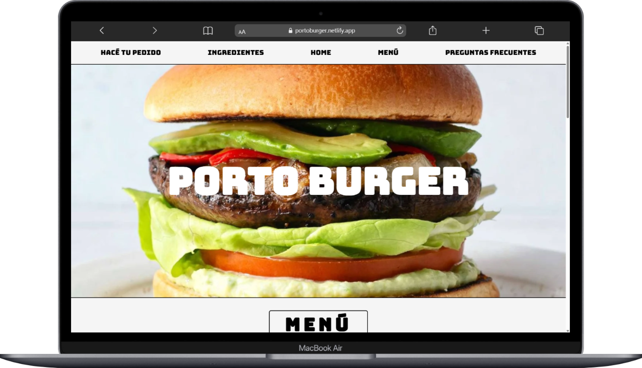 screenshot que muestra una pantalla de Porto Burger