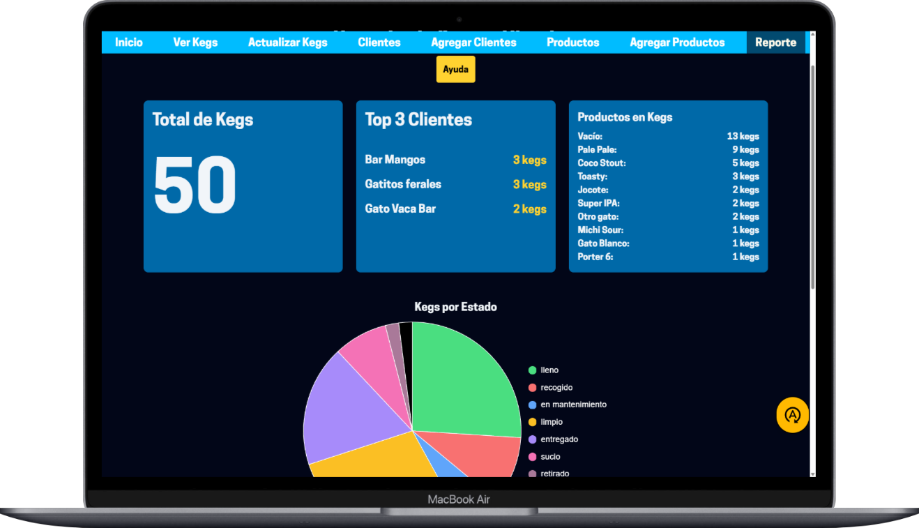 screenshot que muestra una pantalla de SUPER KEG